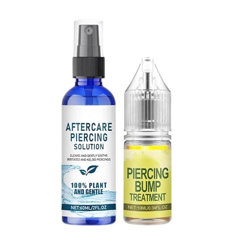Piercing Aftercare Kit: Keloid Bump Care, Piercing Hole Maintenance (10ml), Piercing Aftercare Spray (60ml), Saline Aftercare Spray for Ear Nose Belly Septum Body, Gently Refreshes & Soothes - Image 1