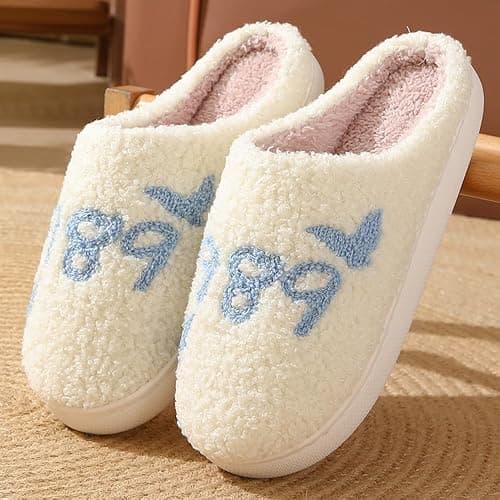 V OPXIN Cartoon Slippers for Womens Mens Cute Cozy Plush Warm Slip-on House Shoes for Indoor and Outdoor Meet Me at Midnight Strawberry Mushroom Evil Eyes Love Heart Slippers thumbnail 3
