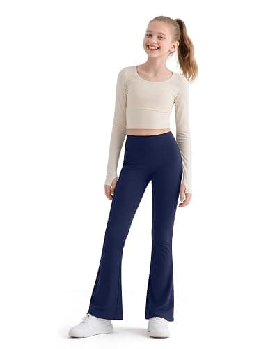 HASMES 3 Pack Girls Flare Leggings Kids Bell Bottom High Waisted Dance Yoga Pants Activewear thumbnail 5