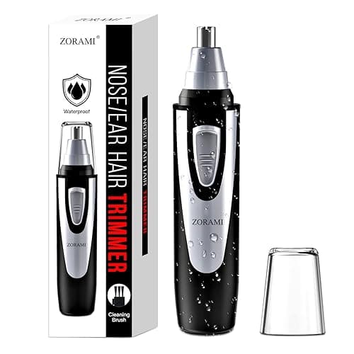 Ear and Nose Hair Trimmer Clipper - 2024 Professional Painless Eyebrow & Facial Hair Trimmer for Men Women, Battery-Operated Trimmer with IPX7 Waterproof, Dual Edge Blades for Easy Cleansing Pink