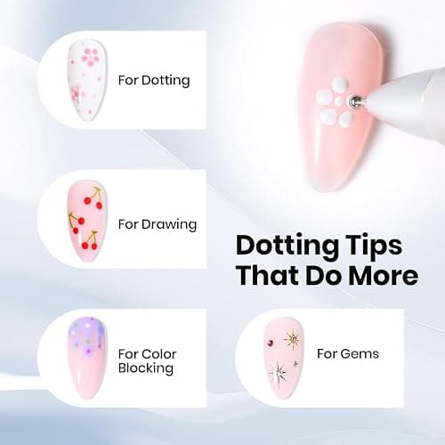 Beetles Nail Dotting Pen 4-in-1 Manicure Art Tools in Ballpoint Design with Size Marking and Pressing Head Double-end Nail Dotting Tool, Pefect for Dottings Painting Gems Chrome Powder DIY and Salon thumbnail 3