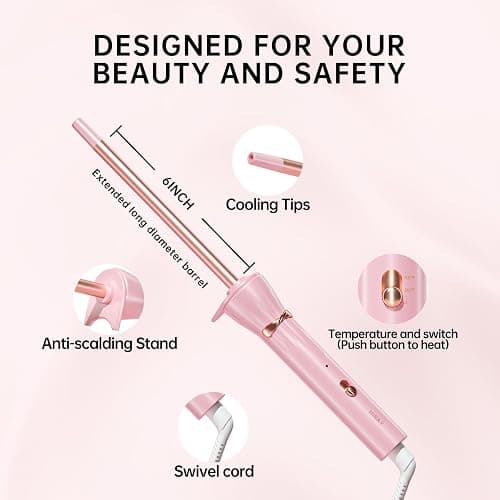Hahahope 3/8 Inch Skinny Curling Iron & Wand, 9mm Mini Barrel for Short & Long Hair, Dual Voltage with 2 Heat Settings, Fast Heat Ceramic Curler thumbnail 6