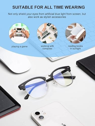 NSSIW Blue Light Glasses for Men and Women, Advanced Computer Gaming Glasses, Semi Rimless Glasses with Blue light Blocking thumbnail 4