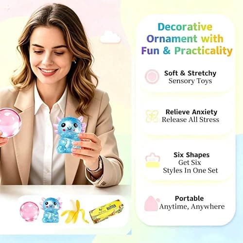 6 Pack Squishy Toy Set,Slow Rising Fidget Squeeze Toys,Stretchy Fidget Sensory Toy for Office Desk Decor thumbnail 7
