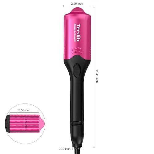 Terviiix Crimper Hair Iron with 4 Interchangeable Plates, Keratin & Argan Oil Infused Hair Crimper for Women, Volumizing Crimping Iron for Thin Fine Hair, 5 Heat Settings & 60 Mins Auto Off, Pink thumbnail 8