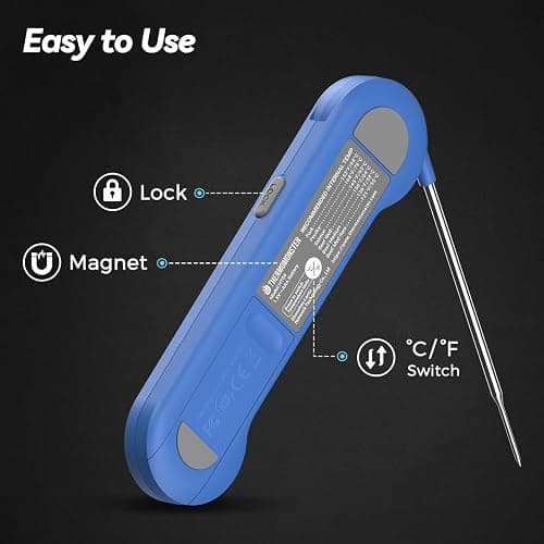 0.5 Sec Instant Read Meat Thermometer Digital with ±0.5℉ Precision, Food Thermometer for Cooking Kitchen Gadgets, Oven Grill Candy BBQ Essentials Accessories, Gifts for Him Dad Men Birthday, Blue thumbnail 7