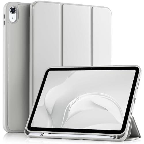 Akkerds Compatible with iPad (A16) 11th Generation Case 11 Inch 2025, for iPad 10th Generation Case 10.9 Inch 2022 with Pencil Holder, Slim Trifold Stand Protective Cover with Soft TPU Back,Light Gray - Image 1