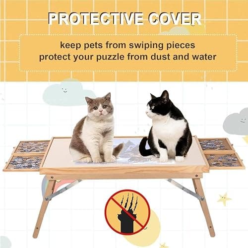 Yacona Puzzle Board 1500 Pieces,34.3”x 26” Jigsaw Puzzle Table with Folding Legs,4 Drawers and Cover,Portable Board Game Table for Adults and Teens with No Installation Required thumbnail 6