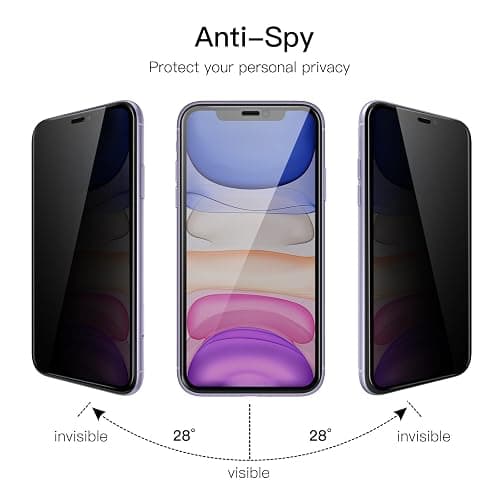 JETech Privacy Full Coverage Screen Protector for iPhone 11/XR 6.1-Inch, Anti-Spy Tempered Glass Film, Edge to Edge Protection Case-Friendly, 2-Pack thumbnail 3