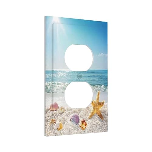 Nijuodnijir Outlet Covers Summer Beach Colorful Seashell Starfish 1 Gang Duplex Light Switch Cover Decorative Switch Plates Electrical Receptacle Faceplate Wall Plate For Kids Room Nursery Decor thumbnail 3