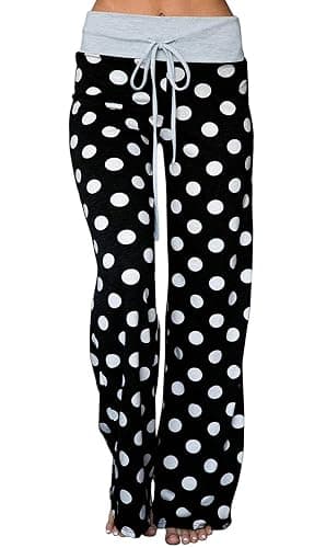 iniber Women's Comfy Pajama Pants Casual Lounge Pant Wide Leg Palazzo Stretch Drawstring Bottoms - Image 1