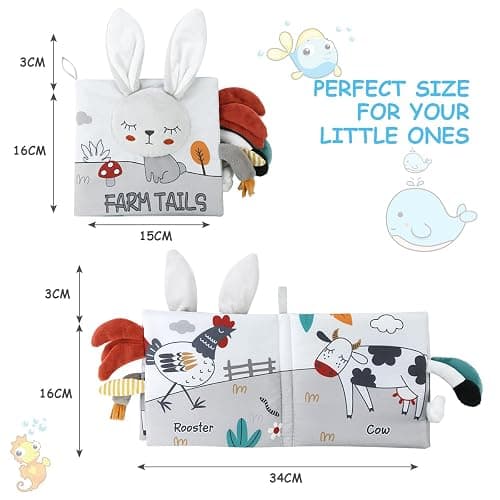 Vicloon Cloth Books - 3D Touch Feel High Contrast Baby Books, Soft Books with Crinkle for Infants & Toddlers (Rabbit) thumbnail 2