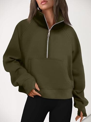 AUTOMET Womens Sweatshirts Half Zip Cropped Pullover Fleece Quarter Zipper Hoodies 2025 Fall Fashion Outfits Clothes thumbnail 6