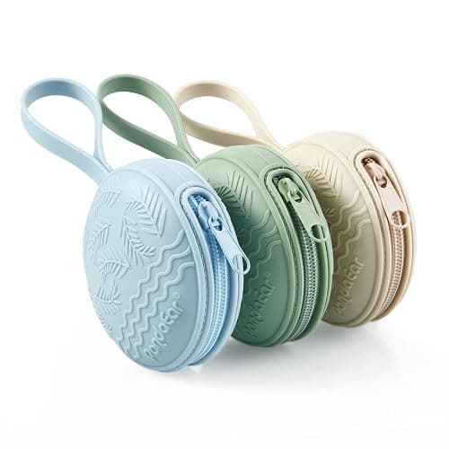 PandaEar 3 Pack Silicone Pacifier Holder Case, Portable Travel Pacifier Pouch for Newborns, BPA-Free Silicone Pacifier Storage Container for Boys & Girls (Green, Blue, Cream) thumbnail 5