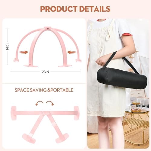 SLYFTE Professional Large Half Moon LED Light for Nail Desk with Phone Holder, Foldable Arch Light for Nail Techs Perfect for Manicure Handicraft Lighting Lamp (Pink, Large) thumbnail 4