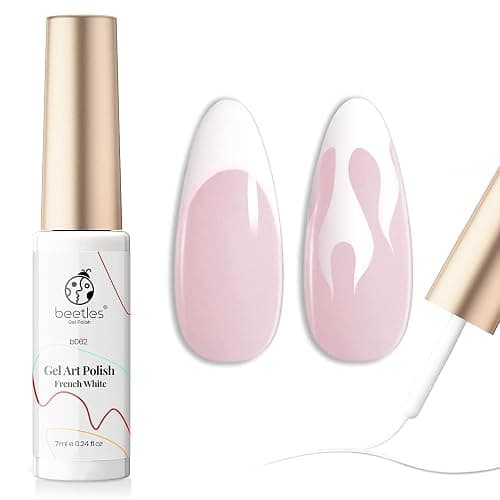 beetles Gel Polish Swirl Nail Art Gel White Gel Liner Nail Polish White Nail Polish 1 pcs 7ml Classic White Color Gel Art Paint for Thin French Line Nail Art Polish Soak off Uv Lamp Manicure Salon - White*1pc - Image 1