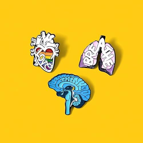 LIUJINCAN (3 PCS) Horror Skeleton Record Player and Unique Heart Brain Lung Enamel Pins Set, Accessory for DIY Backpacks Clothes Jeans Hats Badge and Gift thumbnail 7