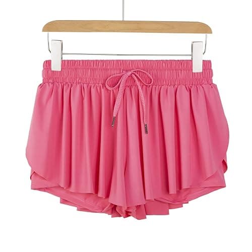 Blaosn Flowy Athletic Shorts for Women Gym Yoga Workout Running Short Pants Tennis Skort Skirt Cute Clothes Casual Summer - 3"Inseam - X-Large - Peachy Pink thumbnail 2