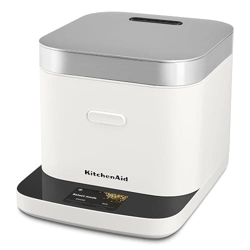KitchenAid Compact 8 Cup Grain and Rice Cooker, Integrated Scale, KGC2154PL | Precise Pour Technology, Integrated Scale, 16 Presets, Steam cooking basket, Easy to Clean, Porcelain White - Image 1