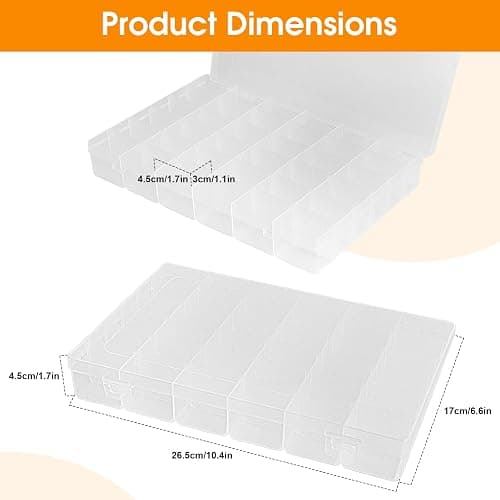2 Pack Piping Tip Organizer Box, 36 Grids Storage Container with Adjustable Dividers, Made with Clear Plastics, Compartment Container for Cake Decorating Tools, Baking Tools, Jewelry, Beads and Crafts thumbnail 2