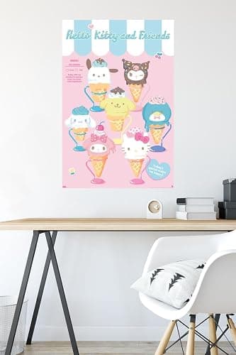 Trends International Hello Kitty and Friends: 24 Ice Cream Parlor - Group Wall Poster, 34L x 22.4W, Premium Unframed Version thumbnail 4