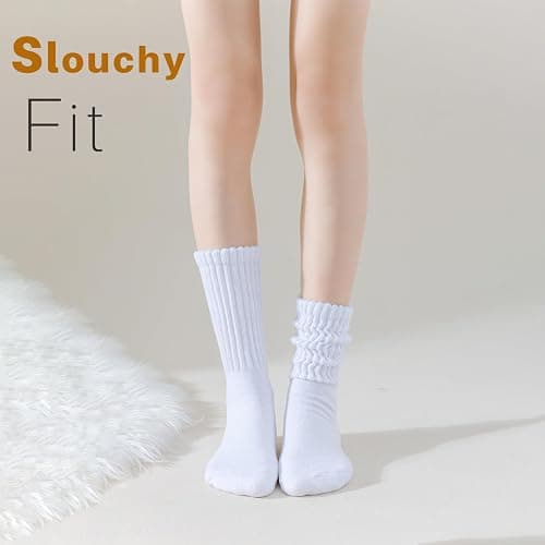 VoJoPi Women's Scrunch Crew Socks, 3 Pairs Cozy Retro Thick Slouchy Socks for Boots, Warm Winter Thermal Gift Set, US 5-11 thumbnail 3