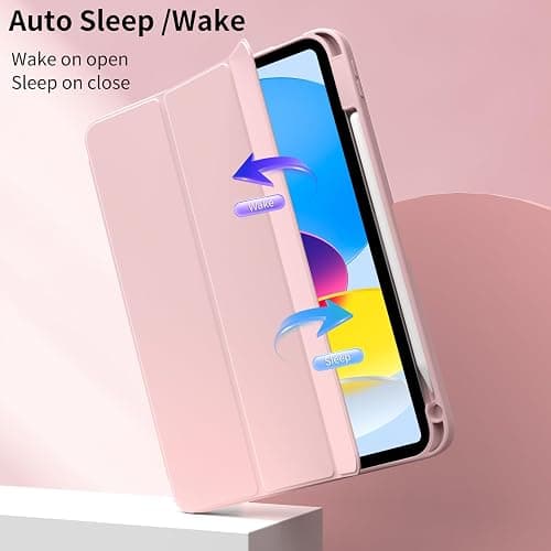 Lsmmpoba Hülle für iPad (A16) 11. Generation 2025/ iPad 10. Generation mit Stifthalter 10.9 Zoll Modell 2022, Stoßfeste Schutzhülle mit transparenter Hartschale auf der Rückseite, Rosa thumbnail 4