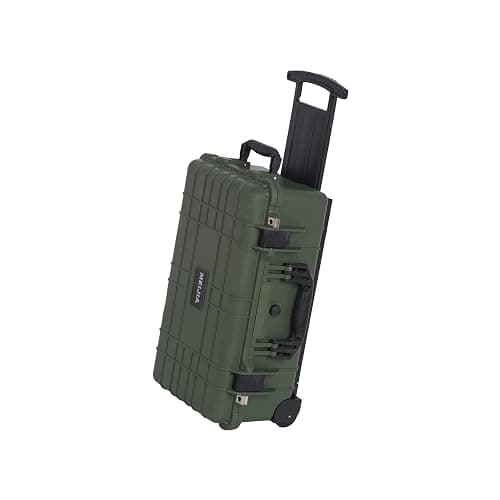 MEIJIA All Weather Rolling Waterproof Protective Case, Hard Camera Case,Dry Case with Retractable Pull Handle and Wheels,Foam Inserted,22 x13.81x9inches (Green) - Image 1