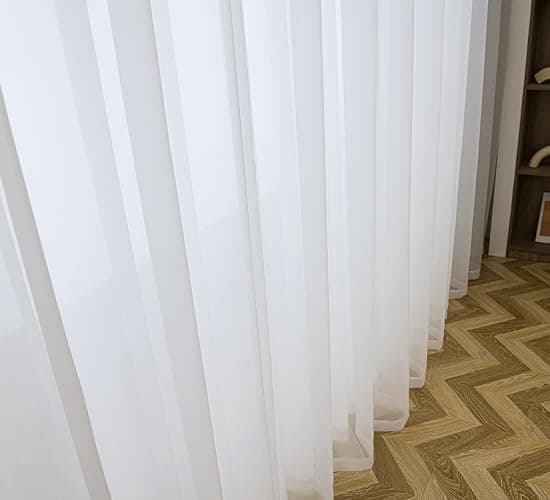 PI Sheer White Curtains 84 Inch Length, Solid Voile with Grommet Top for Living Room/Bedroom (W52 X L84 Inch, 2 Panels)… - Optical White - 52"W x 84"L (Pack of 2) thumbnail 2