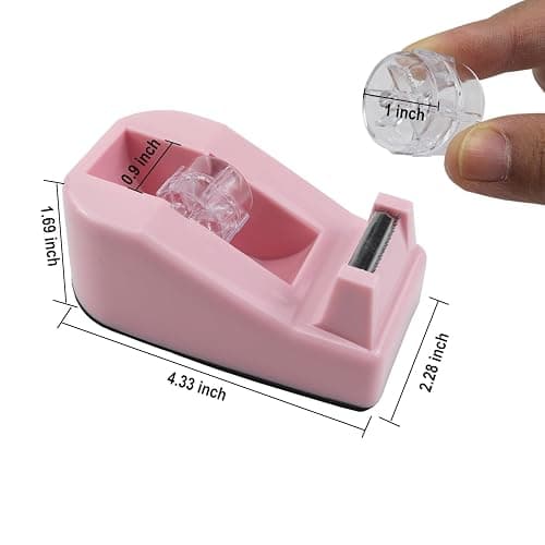 Aacehlh Desktop Tape Dispenser,1 Pack Pink Tape Dispensers with 12Rolls Transparent Tape, for Packaging in Office,Restaurant, Flower Shop,Cake Shop (Pink) thumbnail 2