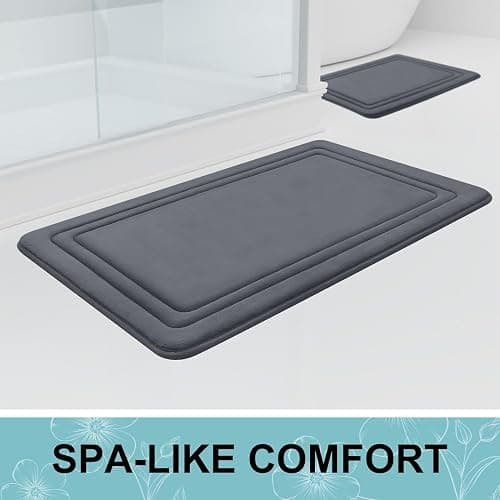 Smiry Memory Foam Bath Mat - 40 x 60cm, Non-Slip, Quick-Dry, Thick, Comfortable - Machine-Washable Floor Rug, Dark Grey - 40 x 60 cm - Dark Grey thumbnail 6