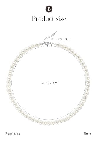BABEYOND Collier Ras du Cou-Perles d'Imitation pour Femme Collier Court Rond Perle Simple pour Mariage Valentin Blanc thumbnail 7