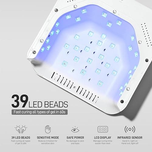 GAOY Cordless UV LED Nail Lamp for Gel Nails, Rechargeable UV Light, Professional Nail Dryer with 4 Timers, Automatic Sensor and Sensitive Mode for Fast Curing, White thumbnail 4