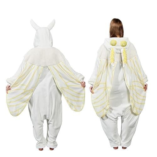 AMAMHAHAVA Mothman Onesie Pajamas for Adult, Silk Moth Halloween and Christmas Costume Cartoon One-Piece Cosplay thumbnail 5