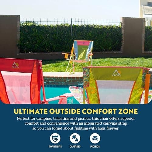 GCI Outdoor Comfort Pro Rocker Camping Chair | Portable Folding Rocking Chair with Durable Armrests & Drink Holder — Sweet Tea thumbnail 2