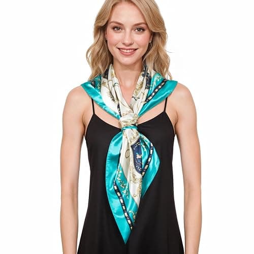 RIIQIICHY Head Scarf for Women Like Silk Scarf Hair Scarf Printed Square Scarf Bandanas for Women 35 Inches thumbnail 2