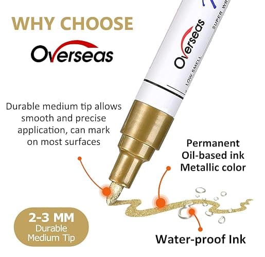 Overseas Paint Marker Pens - 8 Colors Oil Based Permanent Markers, Waterproof, Quick Dry, Medium Tip, Assorted Color Paint Pen for Metal, Wood, Fabric, Plastic, Rock Painting, Canvas, Glass, Art Craft thumbnail 2