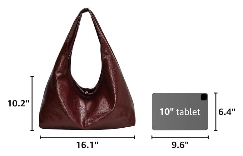 JOLILUNA Burgundy Purse Large Tote Bags for Women Slouchy Hobo Bag Leather Hobo Bags for Women thumbnail 3