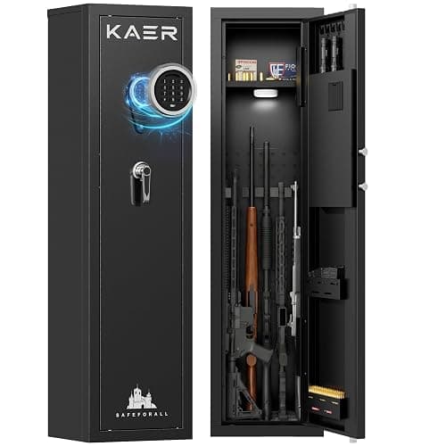 3-5 Long Gun Safe, Anti-Pry Cabinet for Scoped Rifles & Shotguns | Heavy-duty anti-pry construction, digital keypad, backup battery box, pre-drilled mounts, great for garage & hunting - Image 1