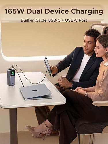 UGREEN 20,000mAh Laptop Power Bank for MacBook, Built-in and 100W Retractable Cables, 165W Portable Charger for Multi-Device Charging, Smart Digital Display, Compatible with iPhone 17 Series and More thumbnail 3