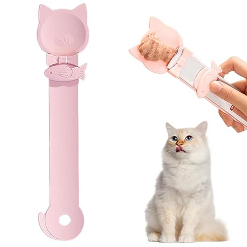 PETPAWLOVELY-1PCS Cat Treat Spoon Squeeze,Cat Strip Feeder spoon,Multi-Function Dispenser spoon,Easy Feeding Spoon for Licky Treats,Pet Food Spoon for Wet Food(Pink) - Image 1