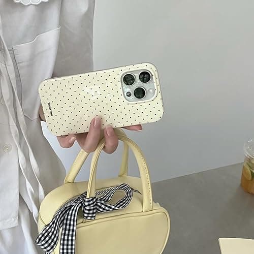 inewateri Compatible with iPhone 15 Pro Max Case with Cute Fashion Polka Dot Aesthetics Design Simple Cases for Soft TPU Slim Protection Cover-Lemon-Yellow - Yellow - iPhone 15 Pro Max thumbnail 4