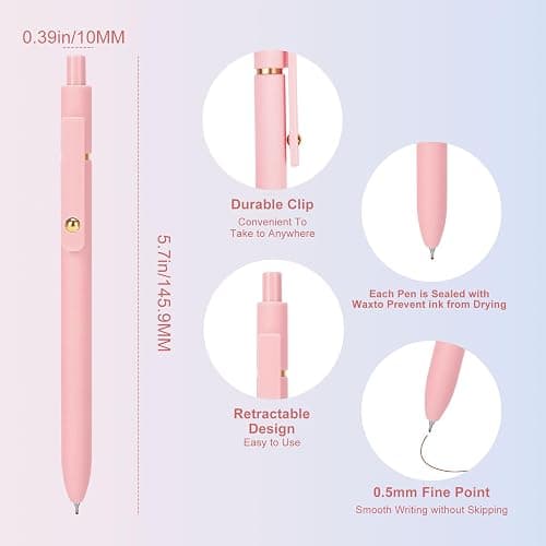 Ddaowanx Colored Gel Pens, 0.5mm Fine Point Retractable,Colorful Pens for Journaling,School Supplies, Gifts for Nurse and Teens, Stockings Stuffers for Women(6Pcs-Aesthetic Colors) thumbnail 2