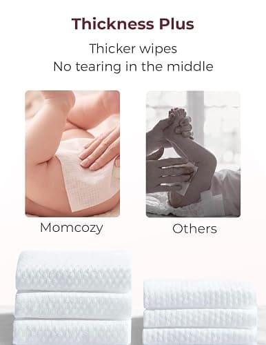 Momcozy Baby Wipes Plus Wipes –Size, Thickness, Moisture, Softness & Scenario Plus, 99% Water-Based Wet Wipes, Unscented & Hypoallergenic, Gentle for Sensitive Skin, 720 Count (12 Packs) thumbnail 5