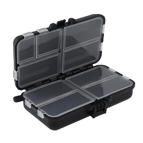 Mini Fishing Tackle Box, Small Fishing Accessories Storage, Double-Layer Lure Accessories Box, 9 Compartments (4.5 x 2.6 x 1.3 inch) - Image 1