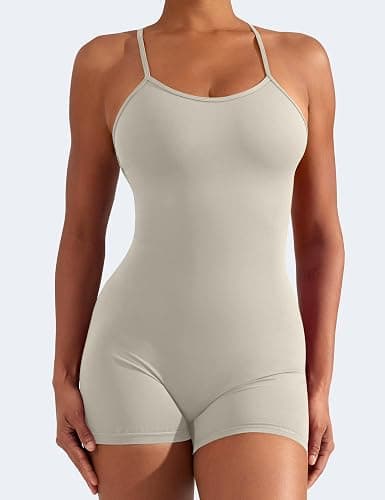 YEOREO CoreFlex Backless Tummy Control Jumpsuits for Women One Piece Workout Jumpsuits Sleeveless V Back Scrunch Yoga Romper thumbnail 2