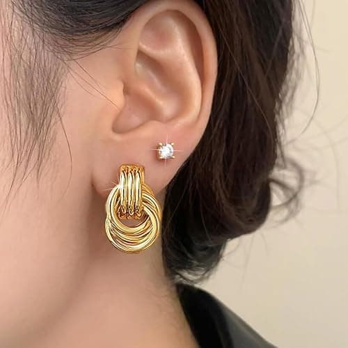 3Pairs Gold Hoop Earrings Set for Women Trendy Chunky Huggie Dainty Earring Jewelry for Women Teens thumbnail 5