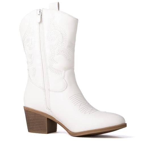 GLOBALWIN Women's Mid Calf The Western Cowgirl Boots Fashion Cowboy Boots For Women Chunky Low Heel thumbnail 3