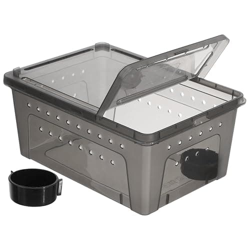 POPETPOP Reptile Terrarium Box 10.24×7.09×4.53In Plastic – Ventilated & Secure for Escape Prevention, Easy Feeding Access Without Disturbance – for Small Reptiles, Insects, Hatchlings, Geckos, Tortois - Image 1