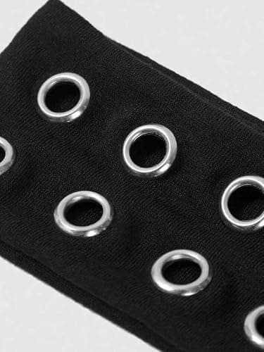 Uchyius Grommet Headband, Y2k Wide Eyelet HeadbandS, Elastic Hairband Grunge Accessories Punk Hair Accessories, Stretchy Hair band for Women (Black, Style-2) thumbnail 7